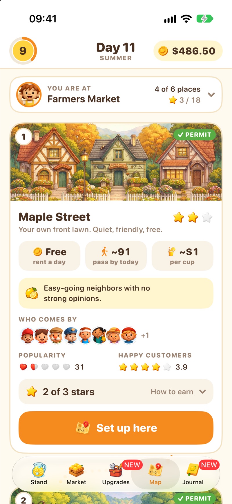 The map of places in town
